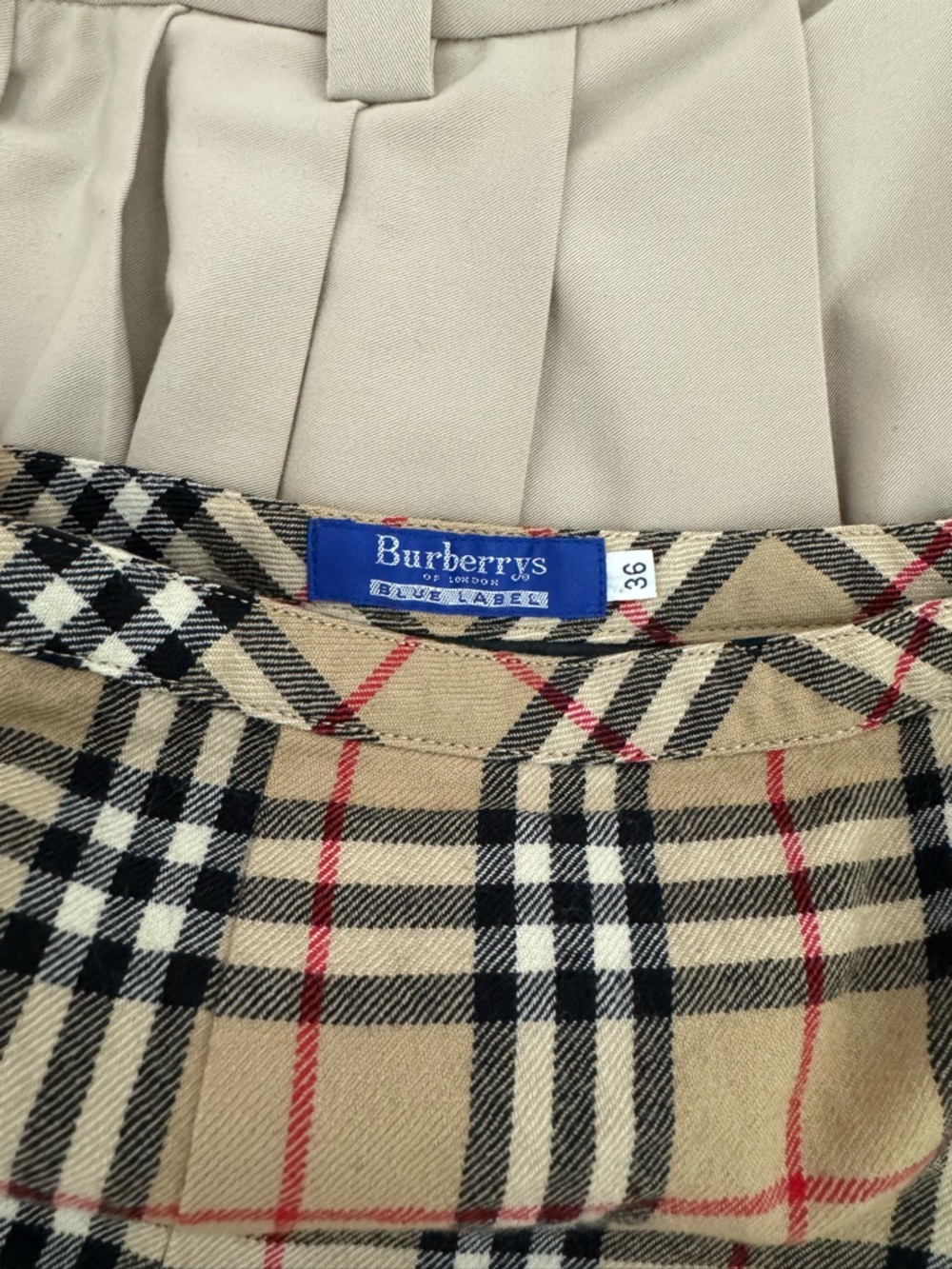 Burberry Beige Plaid Midi Skirt